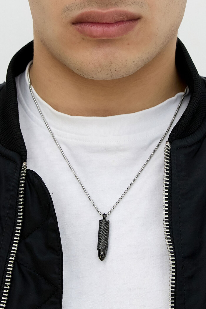 Men's necklace bullet - silver Picture3